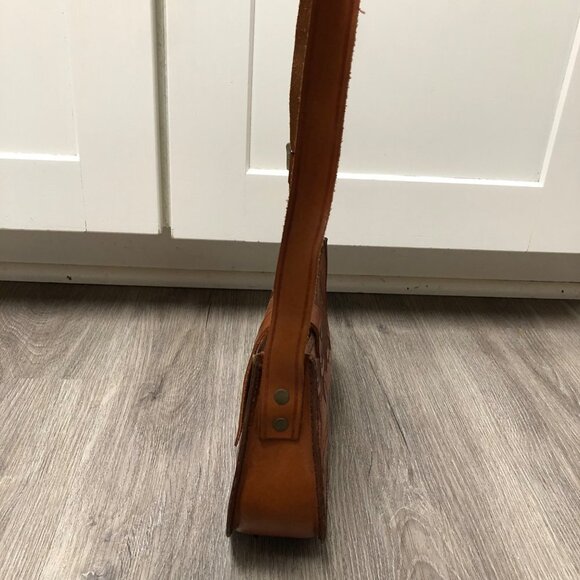 Vintage Hand Tooled Leather Purse Western Peru Shoulder Bag Cowgirl Satchel - Picture 9 of 10